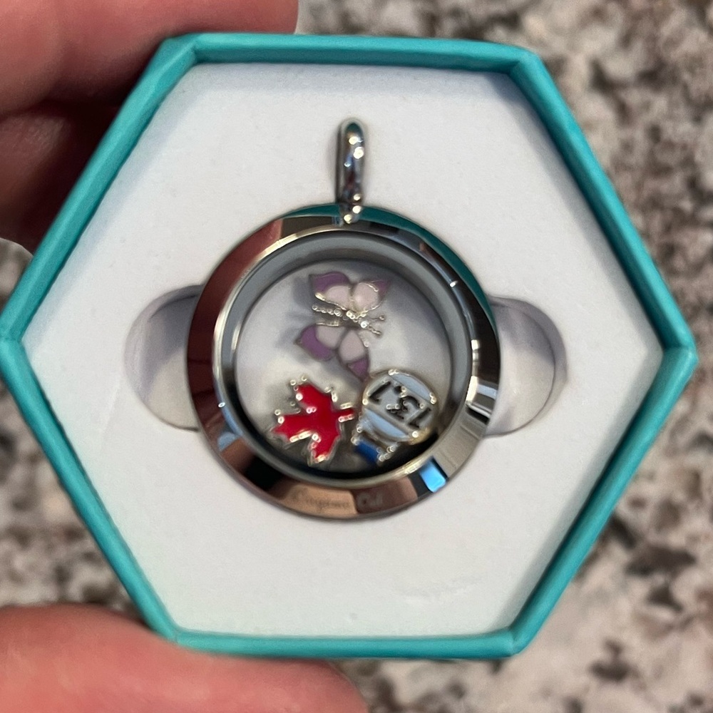 Origami Pendant with 3 Charms